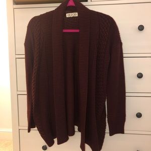 burgundy cardigan